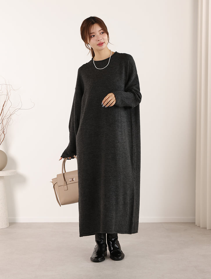 【honoセレクト】 ロングニットワンピース