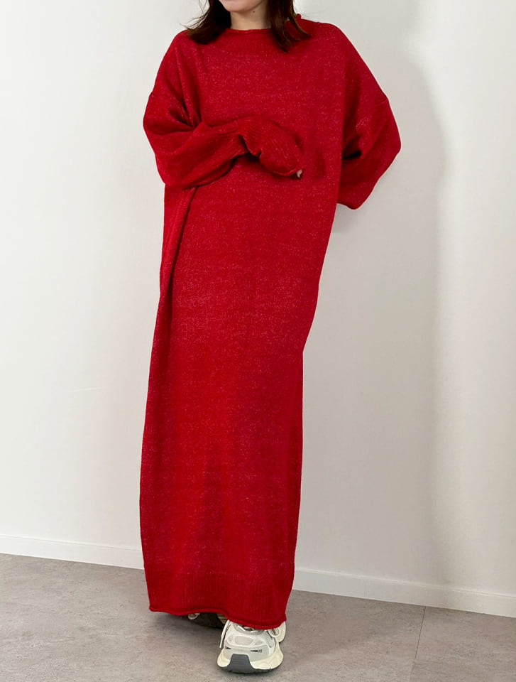 【honoセレクト】 ロングニットワンピース