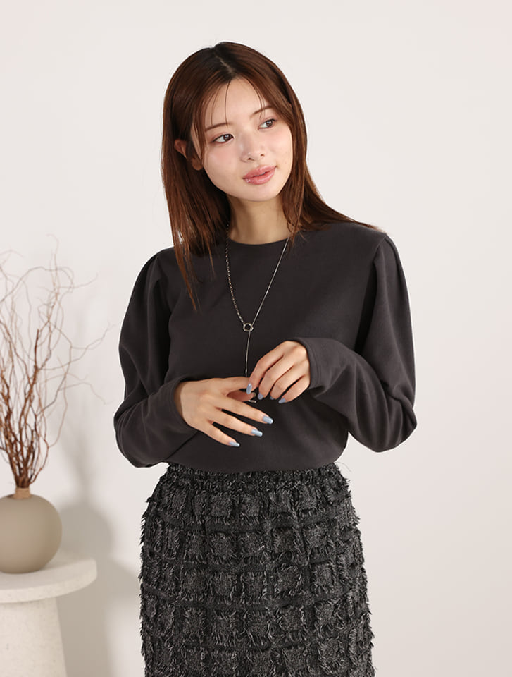 パフスリーブシンプルカットソー