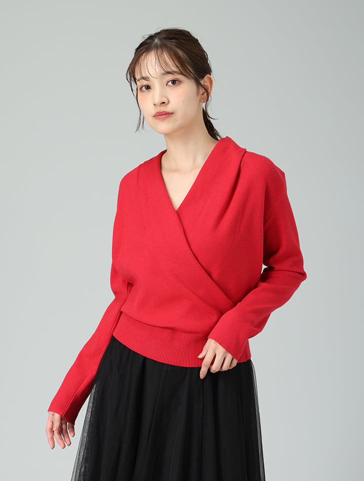 ドレープデザインVネックニット
