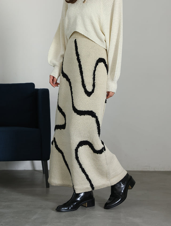 ラインジャガードニットタイトスカート