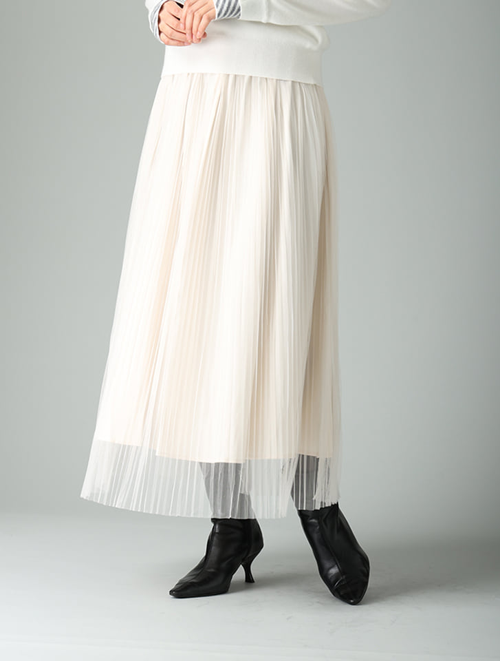 チュールプリーツスカート
