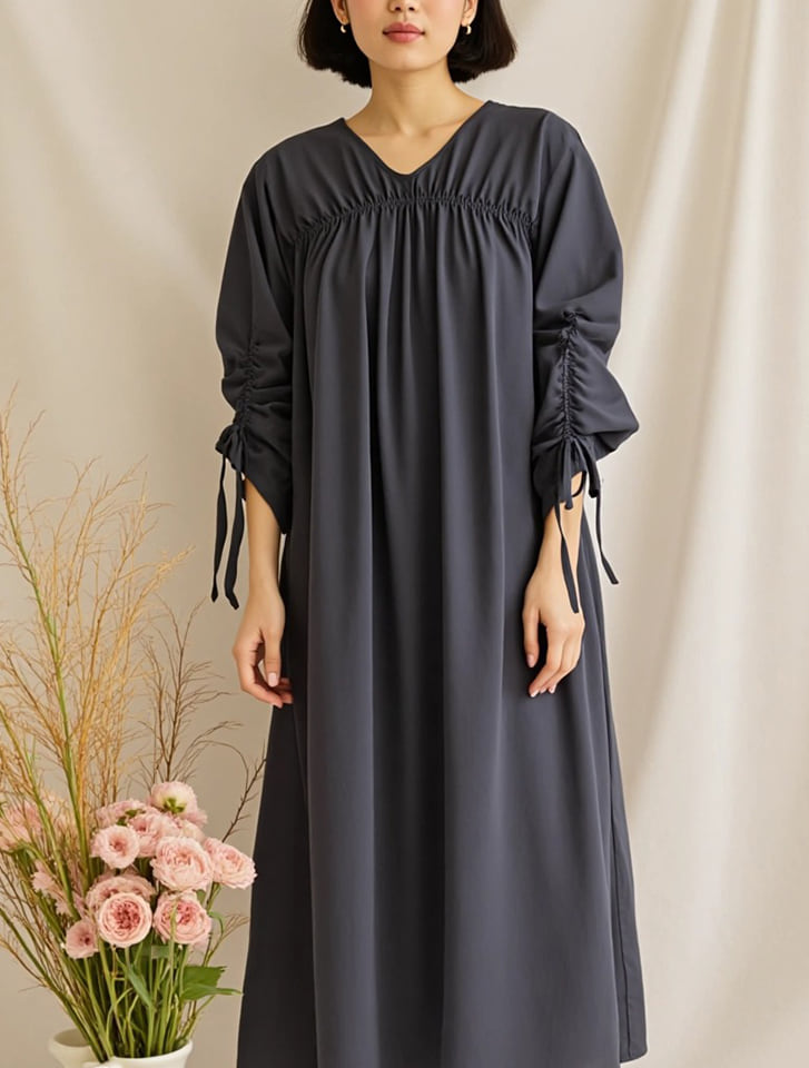 シャーリングデザインワンピース