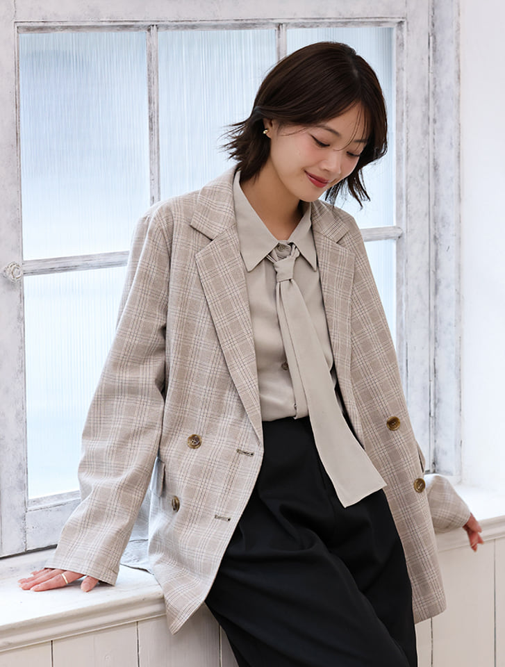 ダブルテーラードチェックジャケット