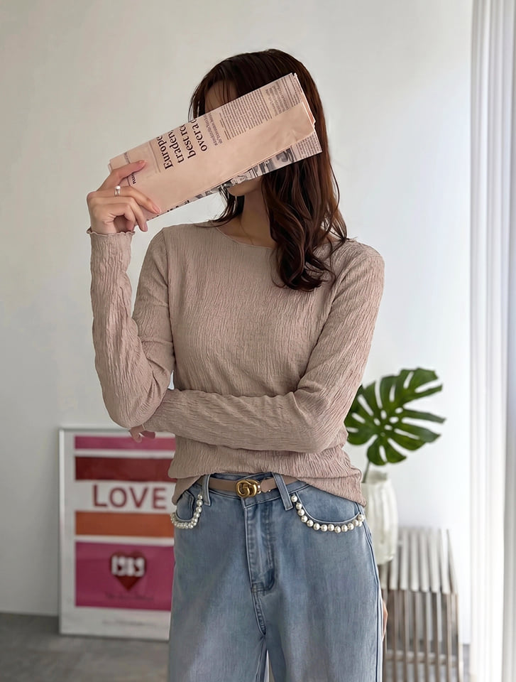 カットシャーリングクルーネックロンT