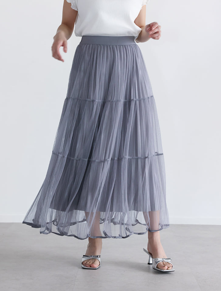 チュールティアードスカート