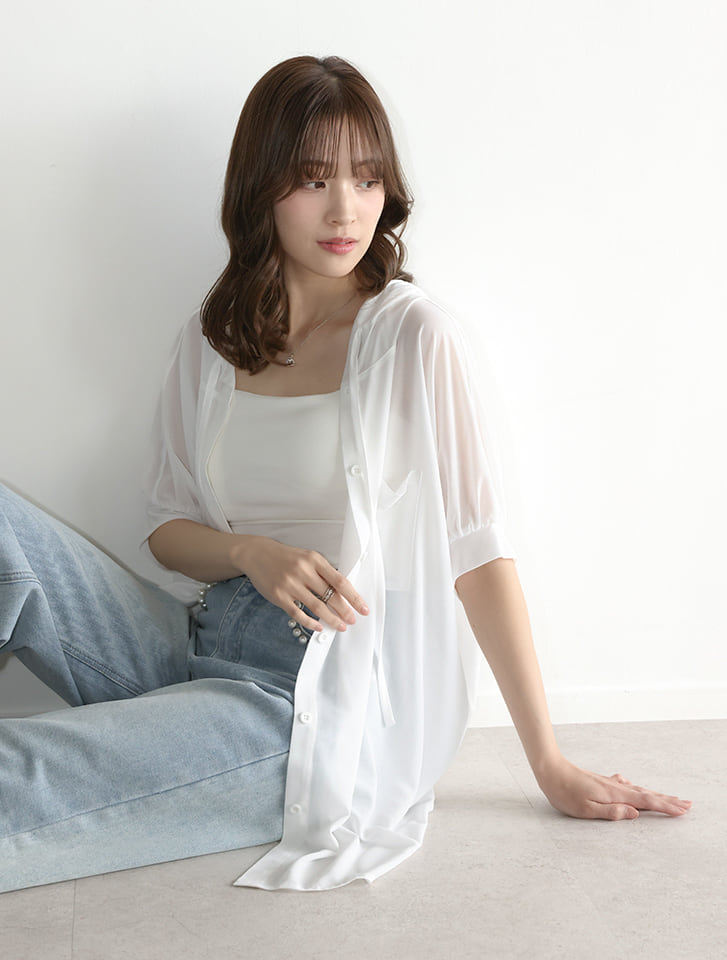 シアーリブシャツパーカー