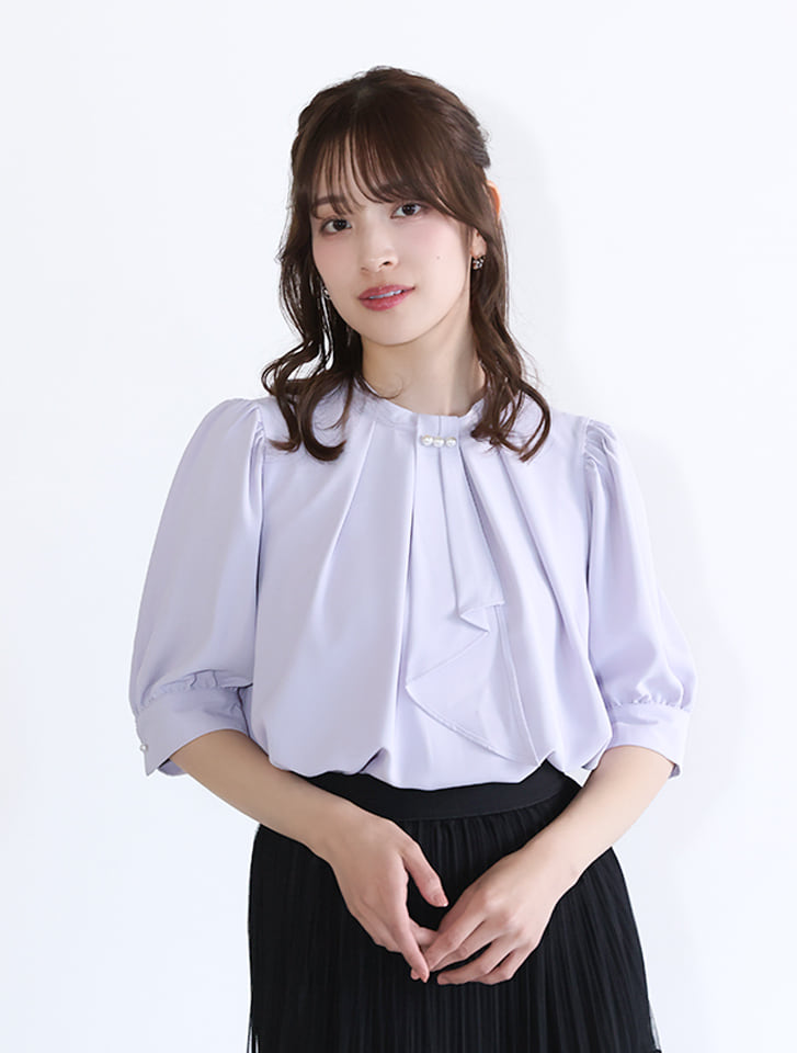 【MARIAセレクト】衿元パール付きボウタイブラウス