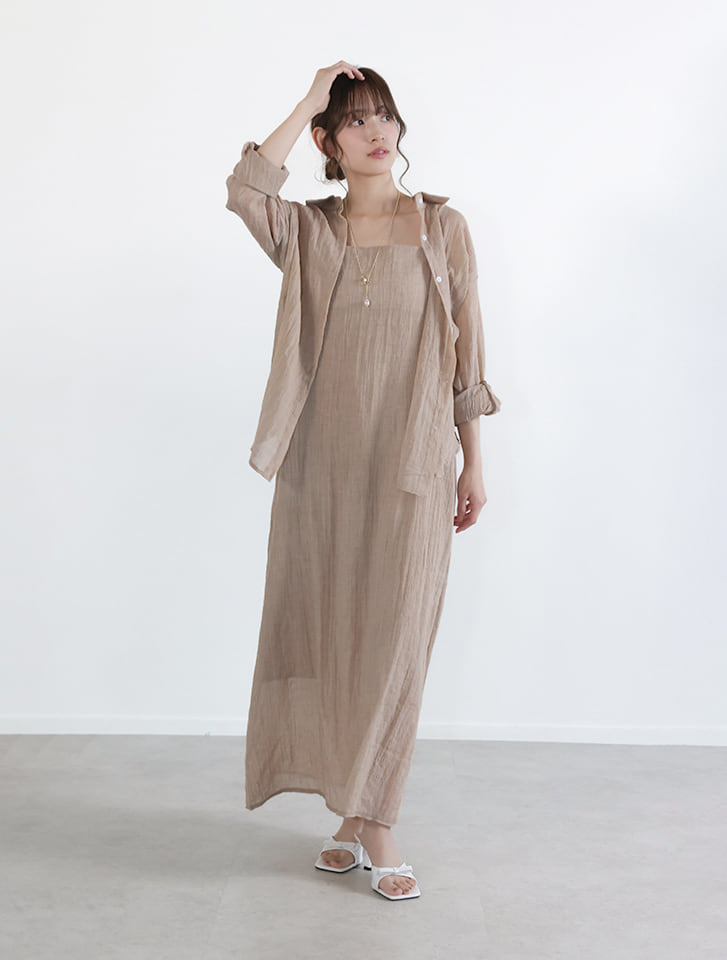 【2点セット】シャツ＆キャミソールワンピース