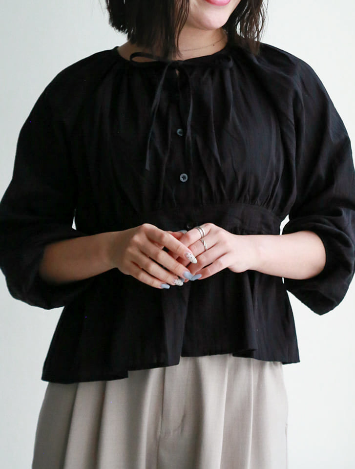 ウエスト切り替えブラウス