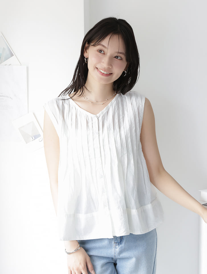 前後2wayピンタックブラウス