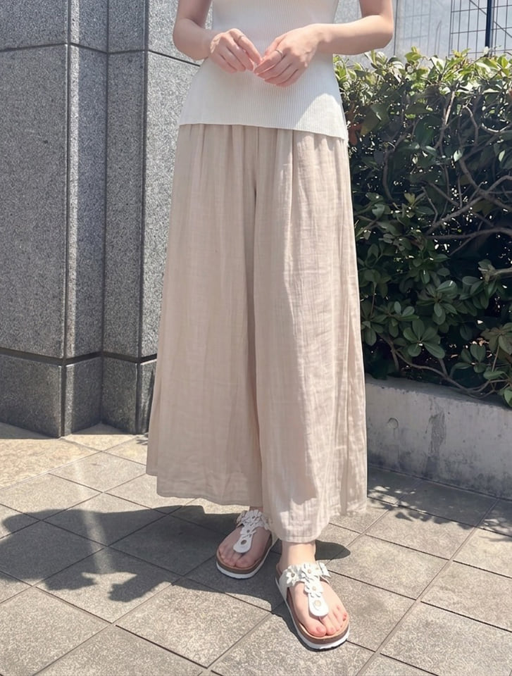ウエストギャザースラブワイドパンツ
