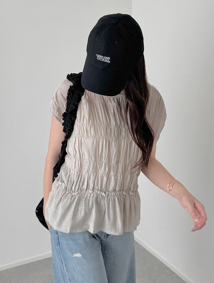 【kokoセレクト】シャーリングスラブブラウス