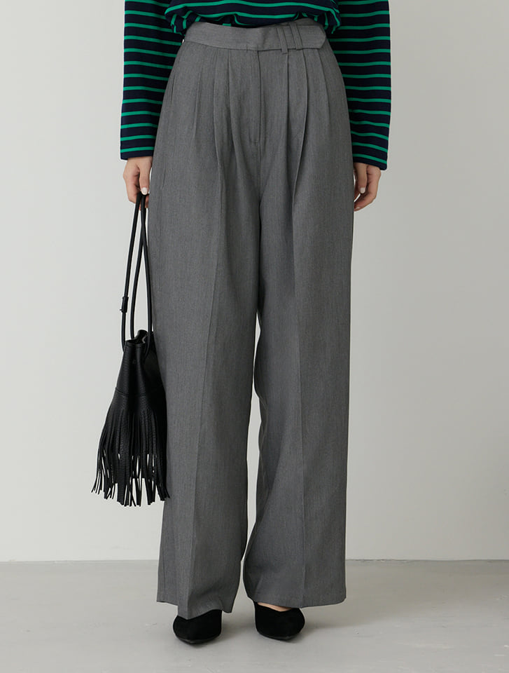 ベルトデザインタックワイドパンツ