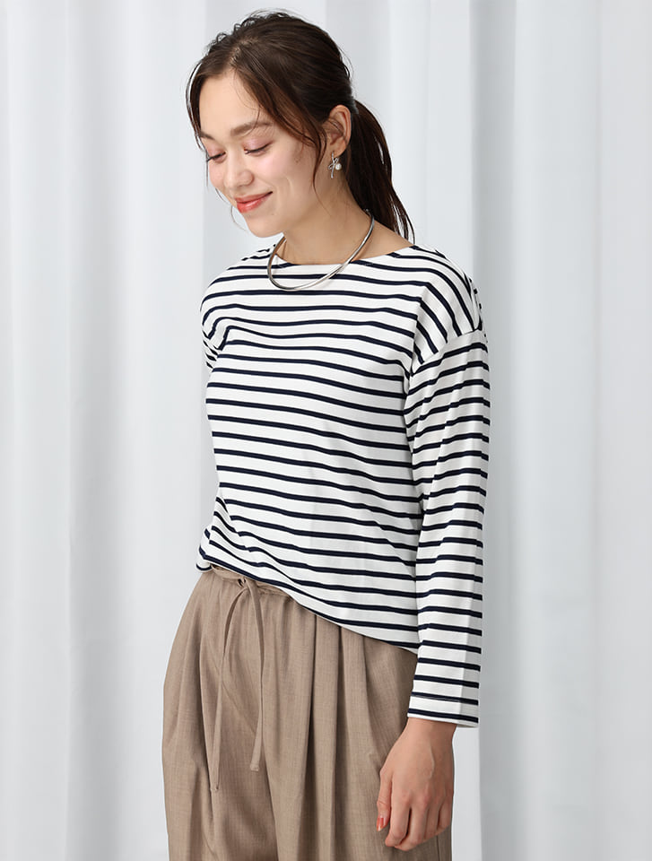 ボートネックボーダープルオーバー