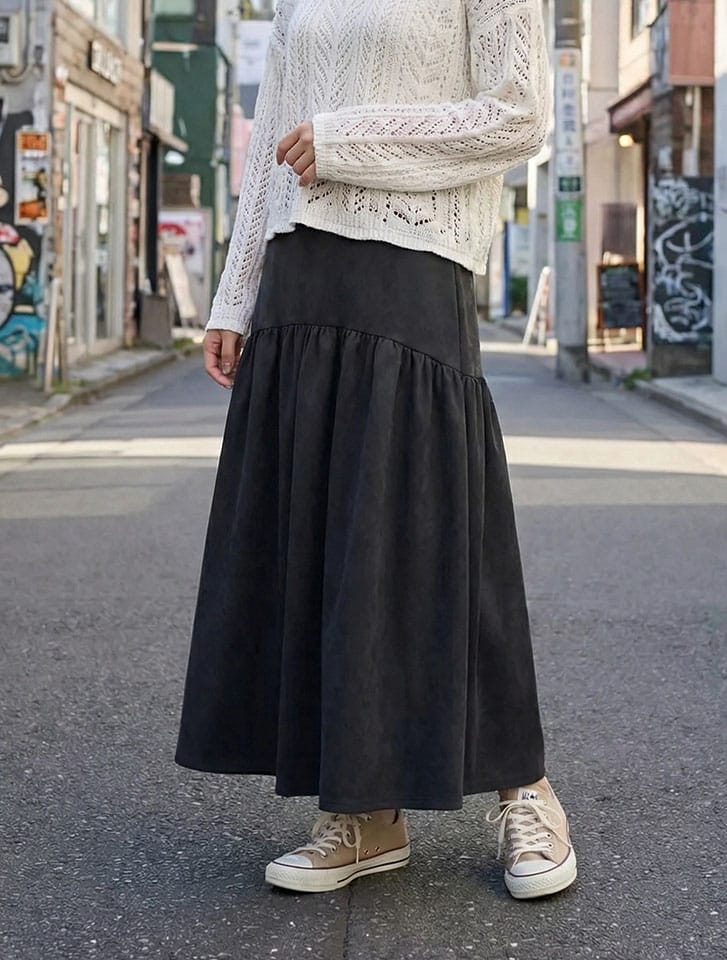 スエードポンチティアードスカート