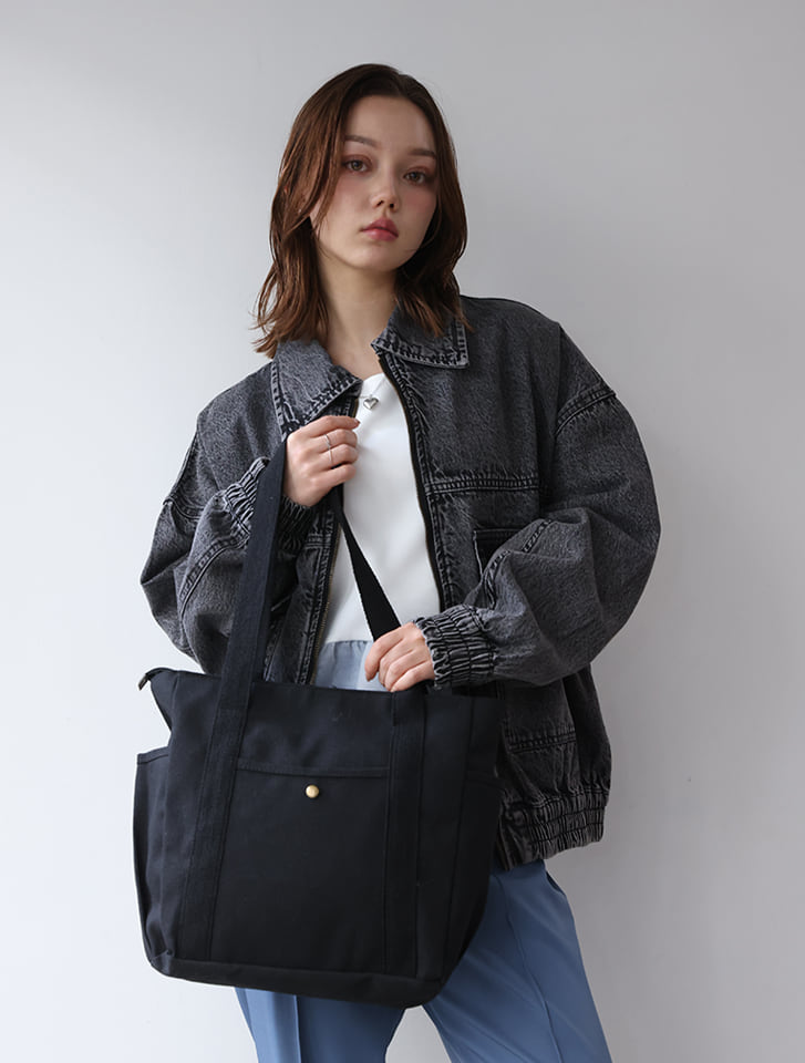 キャンバスポケットシンプルトートバッグ