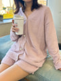 【ルームウェア】ロゴ入りもこもこショートパンツ