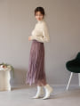 ベロアプリーツ×チュールレースレイヤードスカート