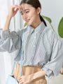 袖ギャザー前後差ブラウス