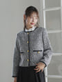ノーカラーツイードジャケット