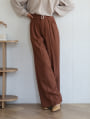 【kannaセレクト】【U150サイズあり】ベルト付きツータックハイウエストワイドパンツ
