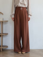 【kannaセレクト】【U150サイズあり】ベルト付きツータックハイウエストワイドパンツ