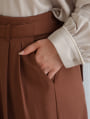 【kannaセレクト】【U150サイズあり】ベルト付きツータックハイウエストワイドパンツ
