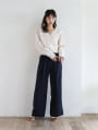 【kannaセレクト】【U150サイズあり】ベルト付きツータックハイウエストワイドパンツ