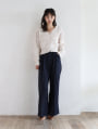 【kannaセレクト】【U150サイズあり】ベルト付きツータックハイウエストワイドパンツ