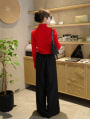 【kannaセレクト】【U150サイズあり】ベルト付きツータックハイウエストワイドパンツ