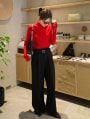 【kannaセレクト】【U150サイズあり】ベルト付きツータックハイウエストワイドパンツ