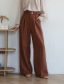 【kannaセレクト】【U150サイズあり】ベルト付きツータックハイウエストワイドパンツ