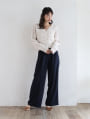 【kannaセレクト】【U150サイズあり】ベルト付きツータックハイウエストワイドパンツ