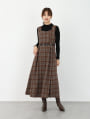 【3点セット】ベルト/ニット付チェックワンピース