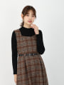【3点セット】ベルト/ニット付チェックワンピース