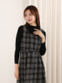 【3点セット】ベルト/ニット付チェックワンピース