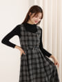 【3点セット】ベルト/ニット付チェックワンピース