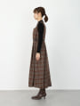【3点セット】ベルト/ニット付チェックワンピース