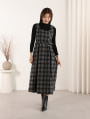 【3点セット】ベルト/ニット付チェックワンピース