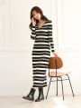 Vネックボーダーニットワンピース