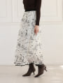 裾パイピングプリントチュールスカート
