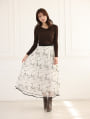 裾パイピングプリントチュールスカート