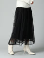 裾パイピングプリントチュールスカート