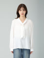 パールボウタイVネックブラウス