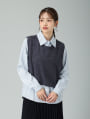 ニットベスト付きストライプシャツ