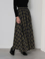総ゴムチェックフレアスカート