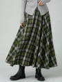 総ゴムチェックフレアスカート