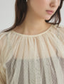 ドットチュールギャザーブラウス