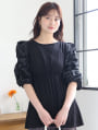 【接触冷感】前後2way袖ギャザーペプラムカットソー